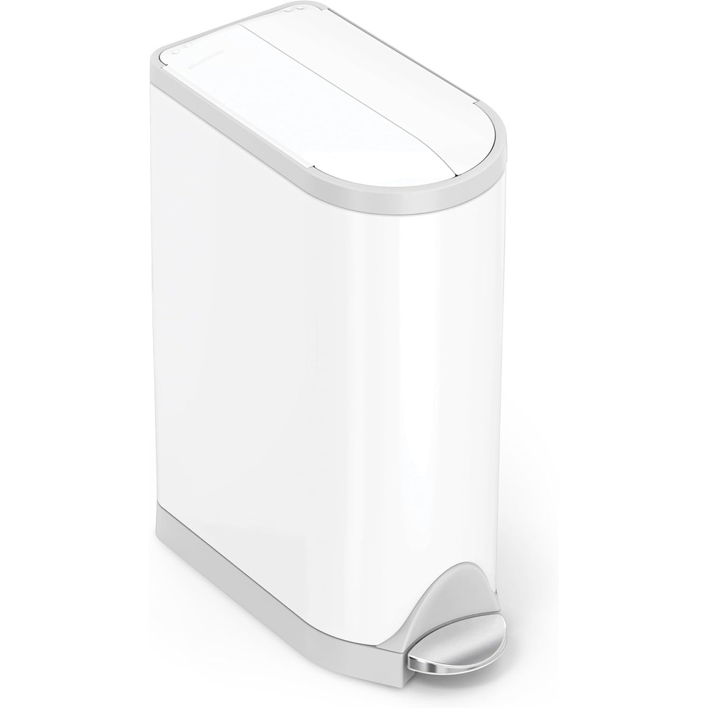 image:imagesimplehuman 10 Liter 26 Gallon Butterfly Lid Bathroom Step Trash Can Brushed Stainless Steel with Black Trim18 liter Diaper Can