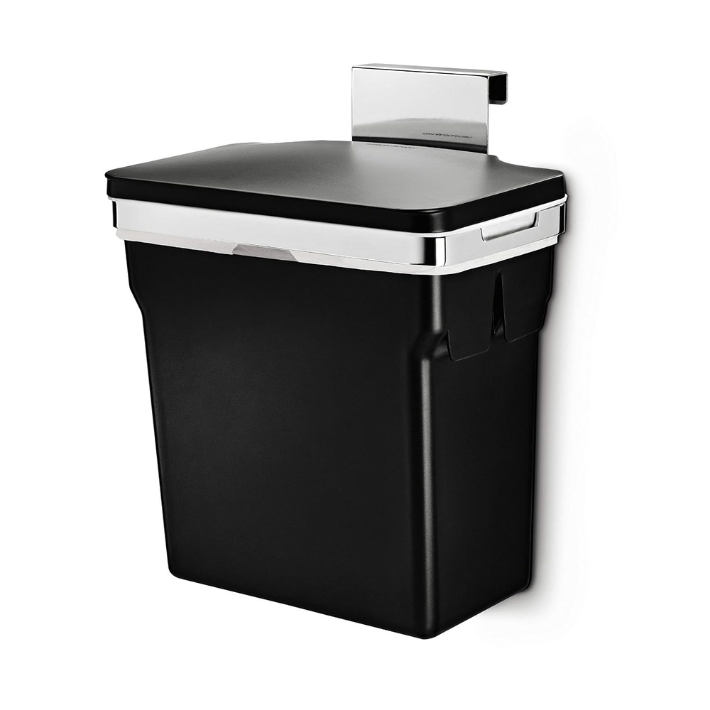 image:imagesimplehuman 35 Liter 93 Gallon Dual Compartment Under Counter Kitchen Cabinet PullOut Recycling Bin and Trash Can Chrome10L InCabinet