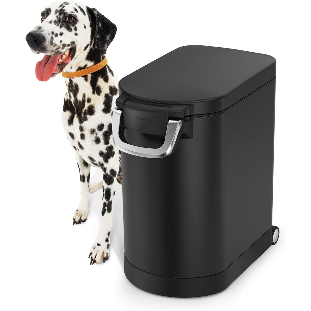 image:imagesimplehuman 35 Liter 40 lb 181 kg XLarge Pet Food Storage Container for Dog Food Cat Food and Bird Feed Brushed Stainless SteelMatte Black