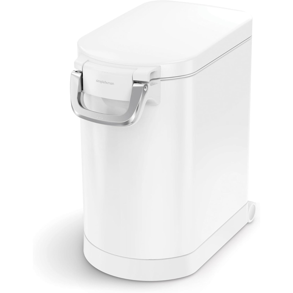 image:imagesimplehuman 35 Liter 40 lb 181 kg XLarge Pet Food Storage Container for Dog Food Cat Food and Bird Feed Brushed Stainless SteelWhite