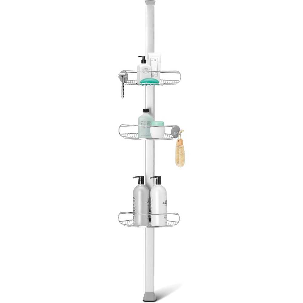 image:imagesimplehuman 8 Tension Pole Shower Caddy Stainless Steel and Anodized Aluminum8 ft