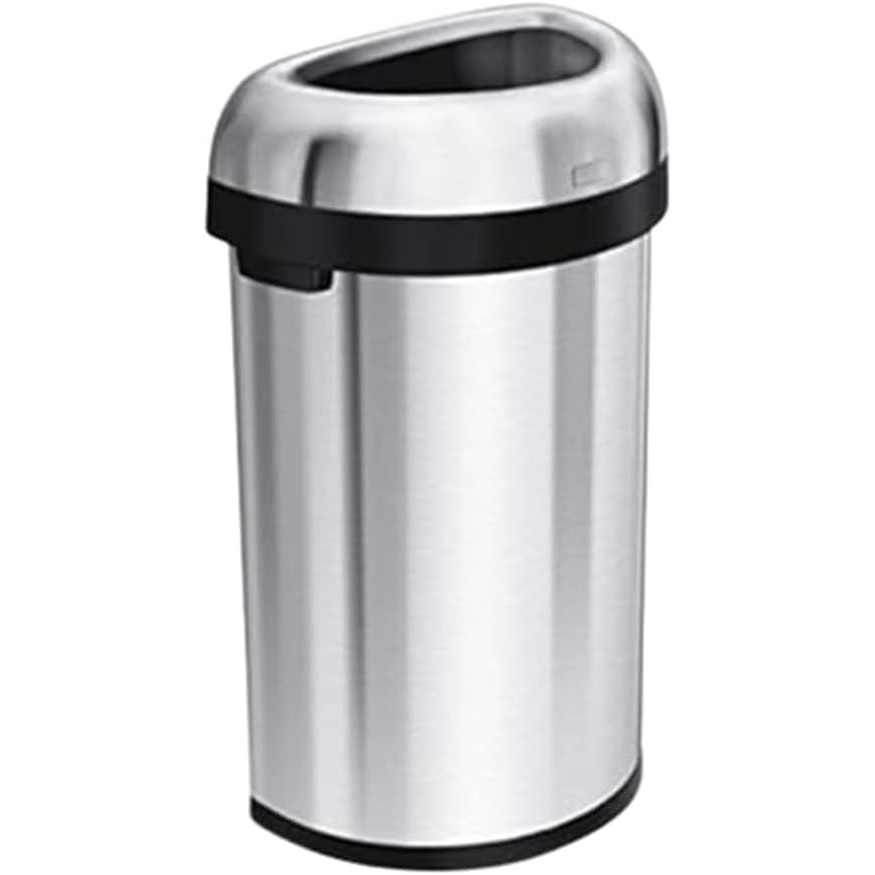 image:imagesimplehuman 80 Liter  211 Gallon Extra Large SemiRound Open Top Trash Can Commercial Grade Heavy Gauge Brushed Stainless Steel ADACompliantBrushed