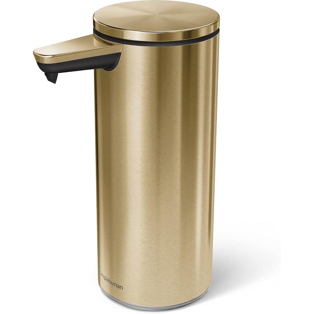 image:imagesimplehuman 9 oz TouchFree Rechargeable Sensor Liquid Soap Pump Dispenser Brass w Black Trim