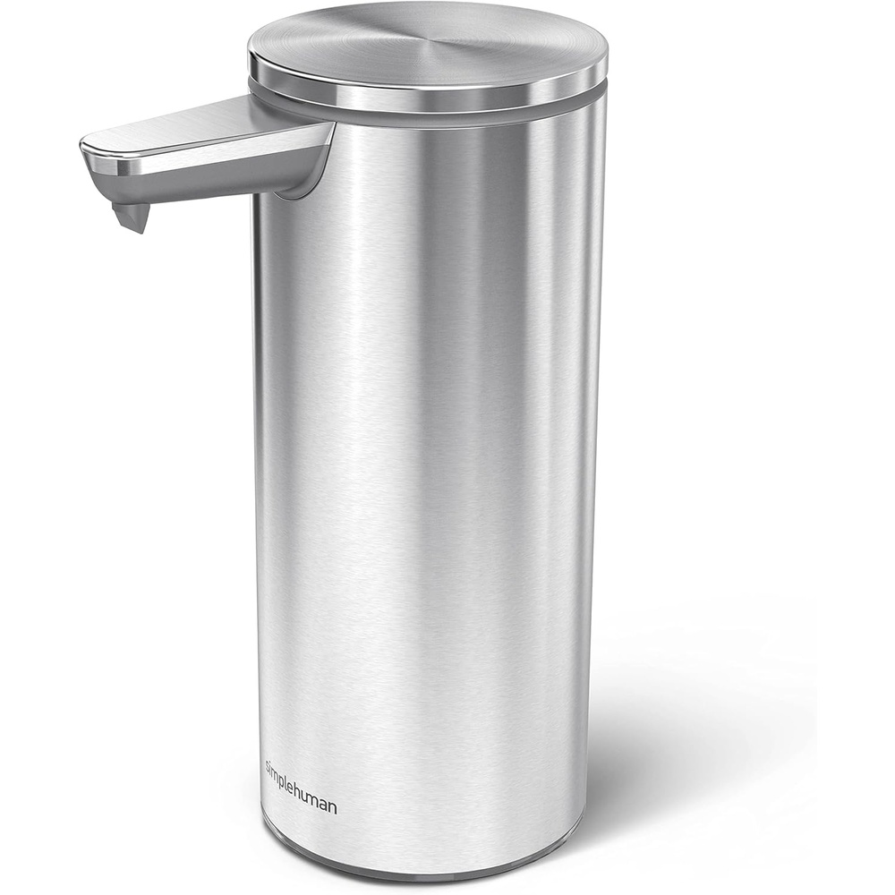image:imagesimplehuman 9 oz TouchFree Rechargeable Sensor Liquid Soap Pump Dispenser Polished Stainless SteelBrushed