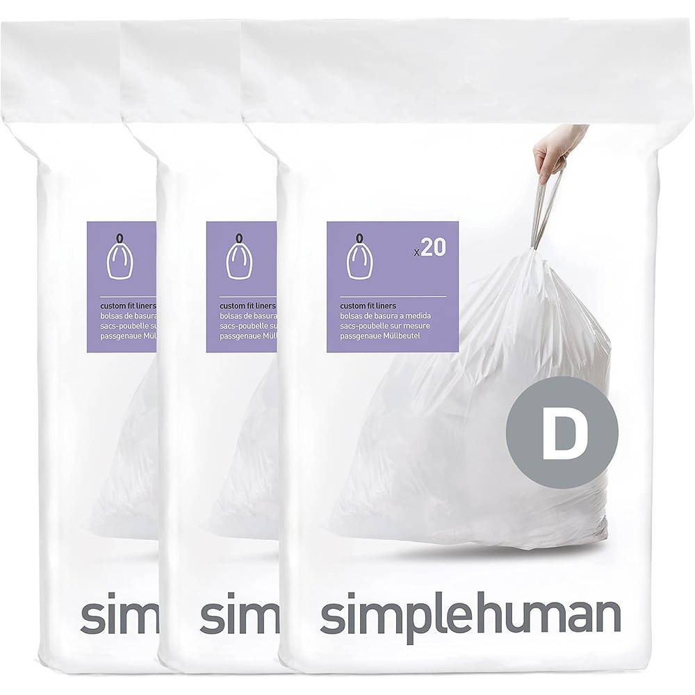 image:imagesimplehuman Code D 100 Count Custom Fit Liners Drawstring Kitchen Trash Bags OnebyOne MessFree Dispense Extra Thick amp Double Seamed 50 PCR Plastic 20 Liter 53 Gallon White60 Count Pack of 1