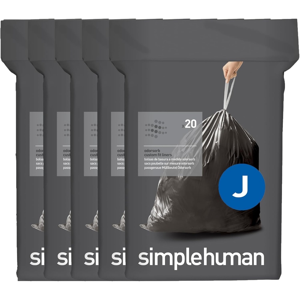 image:imagesimplehuman Code J 200 Count Odorsorb Custom Fit Liners Drawstring Odor Absorbing Trash Bags OnebyOne MessFree Dispense Extra Thick amp Double Seamed 50 PCR Plastic 3845 Liter 1012 Gallon100 Count Pack of 1