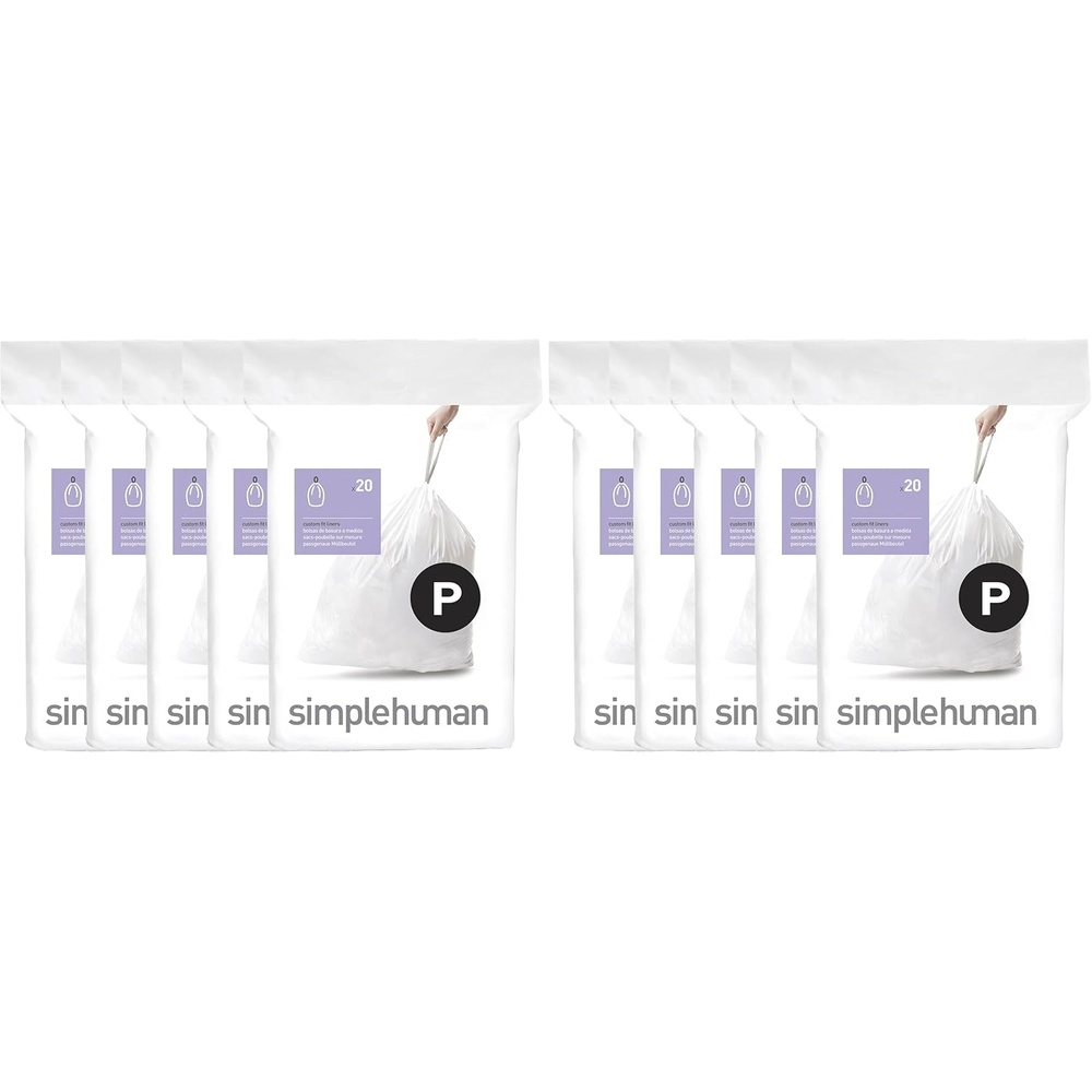 image:imagesimplehuman Code P 100 Count Custom Fit Liners Drawstring Kitchen Trash Bags OnebyOne MessFree Dispense Extra Thick amp Double Seamed 50 PCR Plastic 5060 Liter 1316 Gallon White100 Count Pack of 2