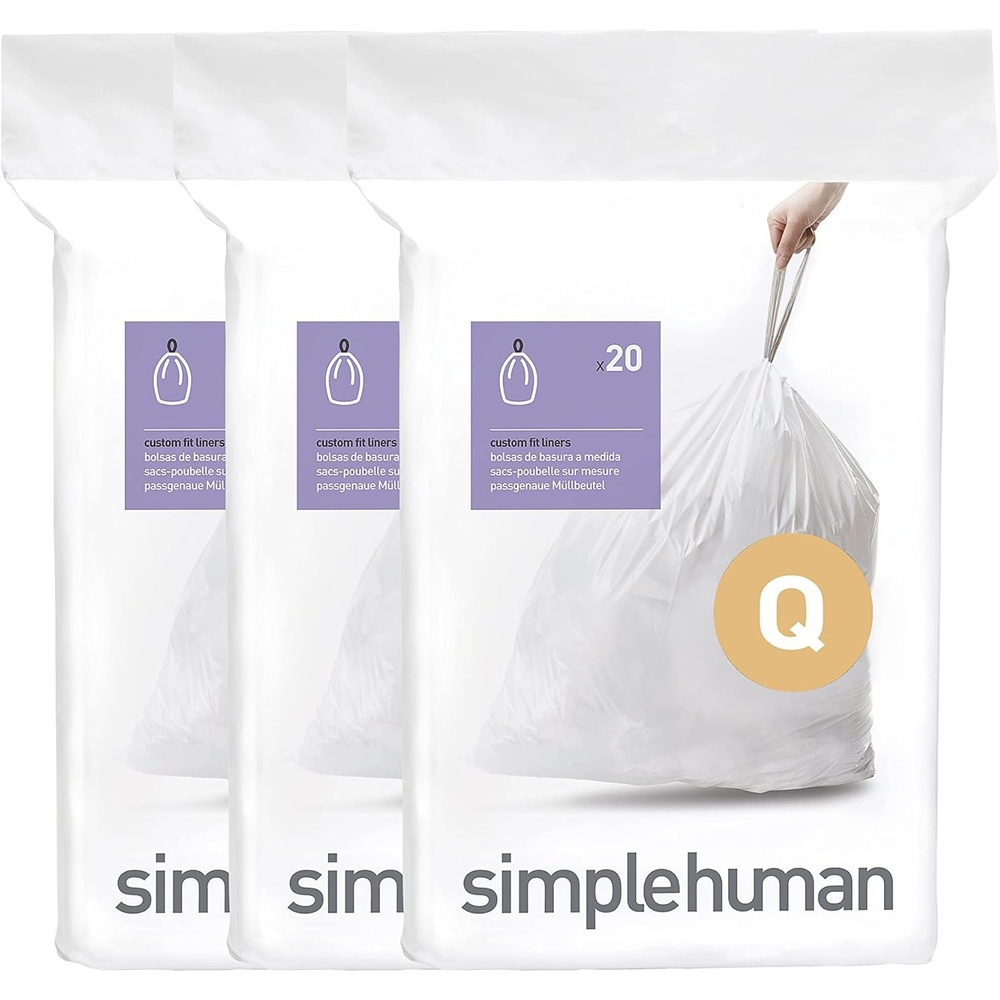 image:imagesimplehuman Code Q 100 Count Custom Fit Liners Drawstring Kitchen Trash Bags OnebyOne MessFree Dispense Extra Thick amp Double Seamed 50 PCR Plastic 5065 Liter 1317 Gallon White60 Count Pack of 1