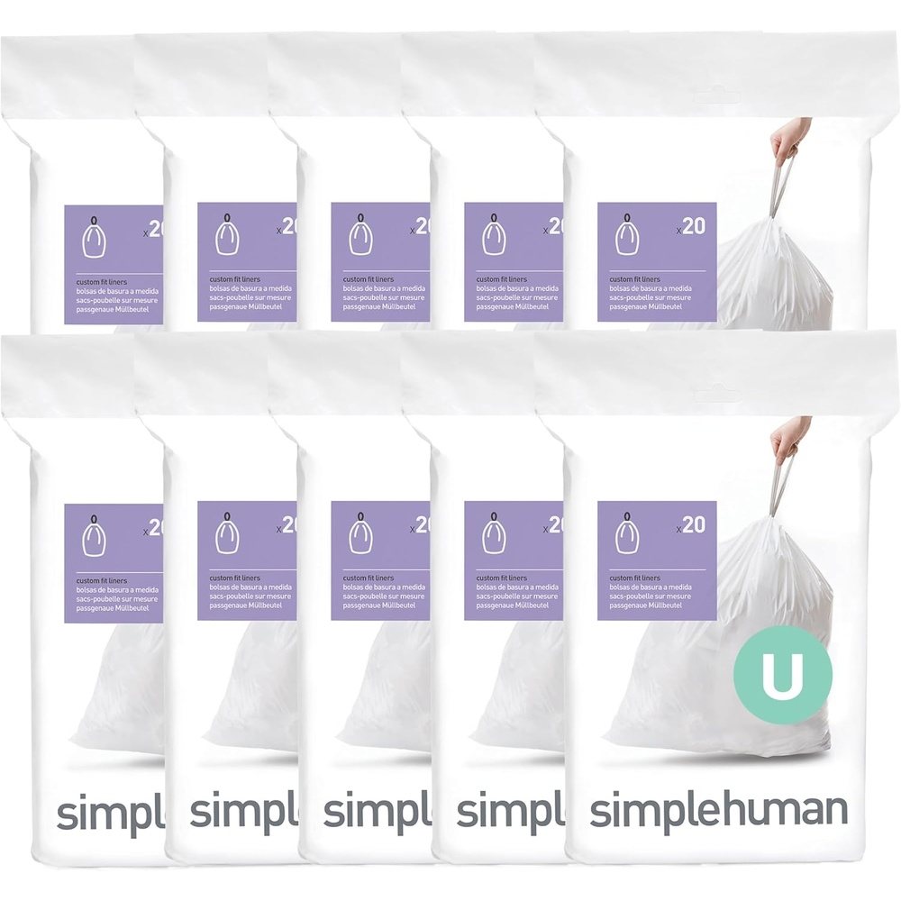 image:imagesimplehuman Code U 100 Count Custom Fit Liners HeavyDuty Commercial Drawstring Trash Bags OnebyOne MessFree Dispense Extra Thick amp Double Seamed 50 PCR Plastic 80 Liter 21 Gallon White200 Count Pack of 1
