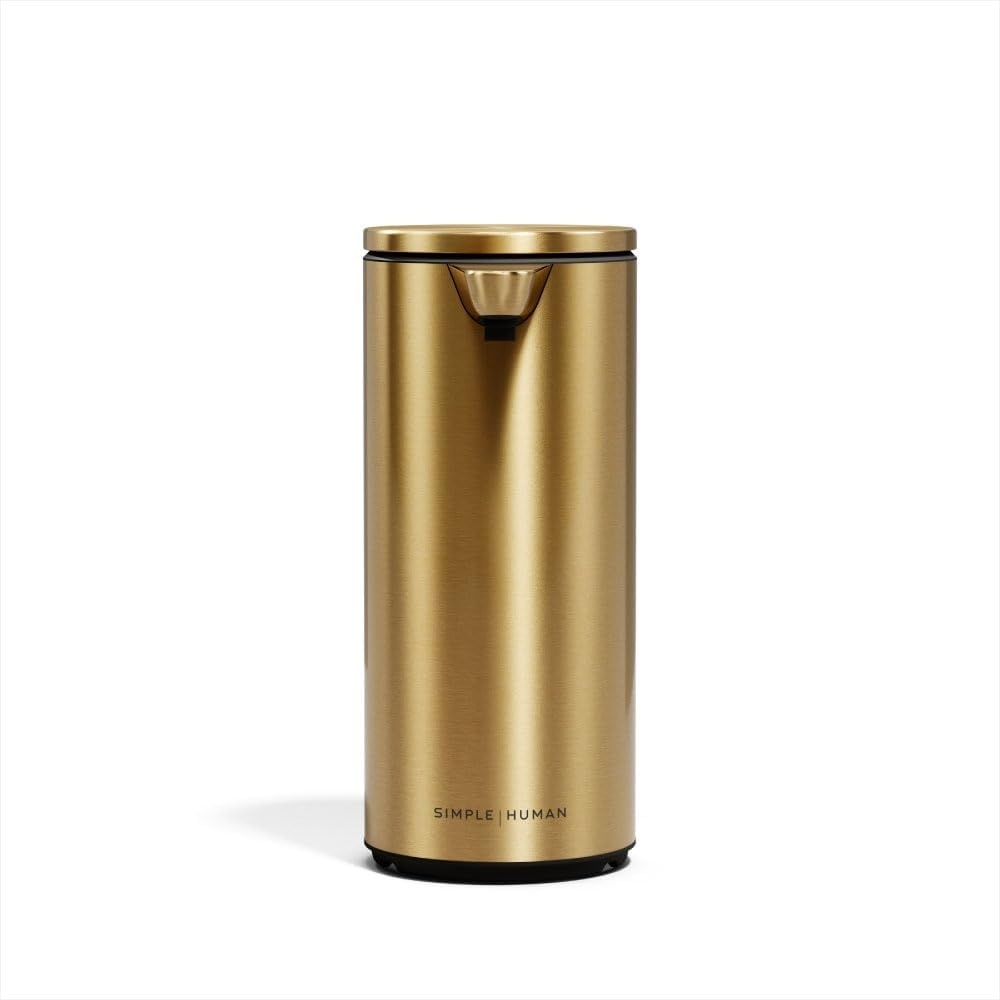 image:imagesimplehuman Liquid Sensor Pump 9 oz Automatic Soap Dispenser for Kitchen and Bathroom Touchless Motion Sensor Variable Dispense Rechargeable NoDrip Spout HighGrade Matte Black SteelBrass