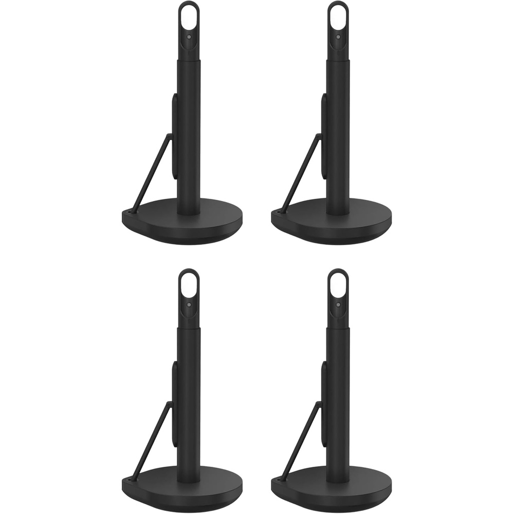 image:imagesimplehuman Paper Towel Holder with Spray AllinOne Countertop Paper Towel and Cleaner Dispenser 6 oz Refillable Pump OneHanded Tear Weighted Base BrassBlack Stainless Steel