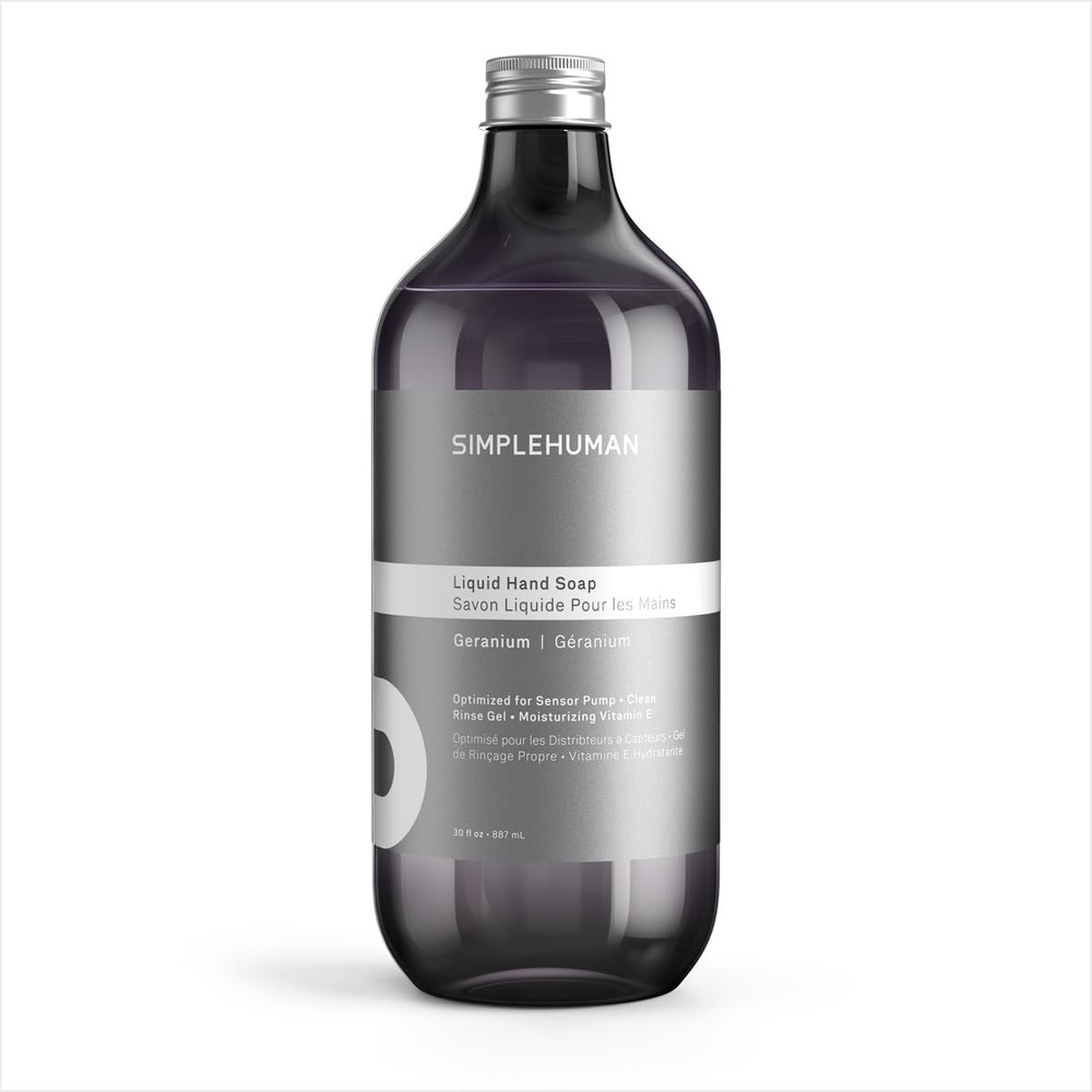 image:imagesimplehuman Spring Water Liquid Hand Soap Refill Bottle 30 fl oz Gentle amp Refreshing Fresh Floral Aroma Moisturizing Vitamin E Sulfate amp Paraben Free Optimized for simplehuman Sensor PumpGeranium