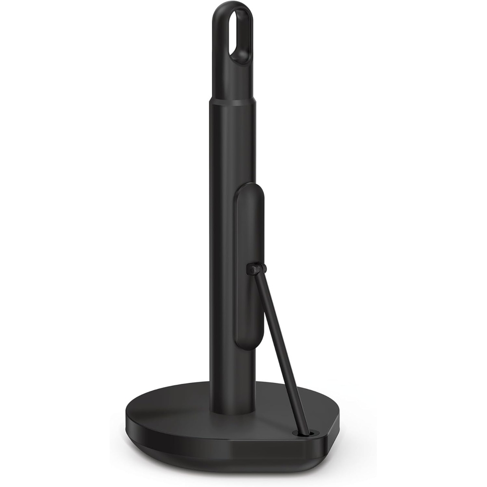 image:imagesimplehuman Tension Arm Countertop Paper Towel Holder Easy OneHanded Tear Standing Weighted Base with Finger Loop Heavy Duty Matte Black SteelBlack Stainless Steel