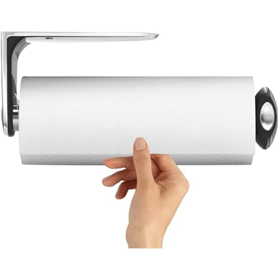 image:imagesimplehuman Wall Mount Paper Towel Holder UnderCabinet or Wall Mounted Rack Horizontal or Vertical Install OneHanded Tear with Tension Spring QuickRelease Knob Brushed Stainless Steel13 x 3 x 5 h Pack of 6