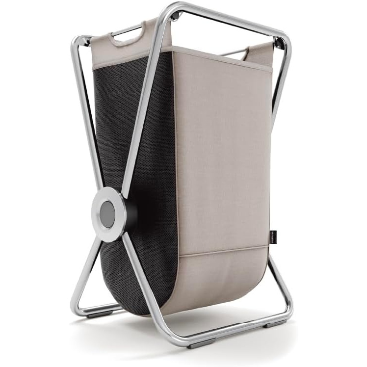 image:imagesimplehuman XFrame Hamper Single Compartment Laundry Hamper for Bedroom Bathroom HeavyGauge Steel Frame Stain amp Odor Resistant Machine Washable Bag Easy Carry Steel Handles WhiteChrome