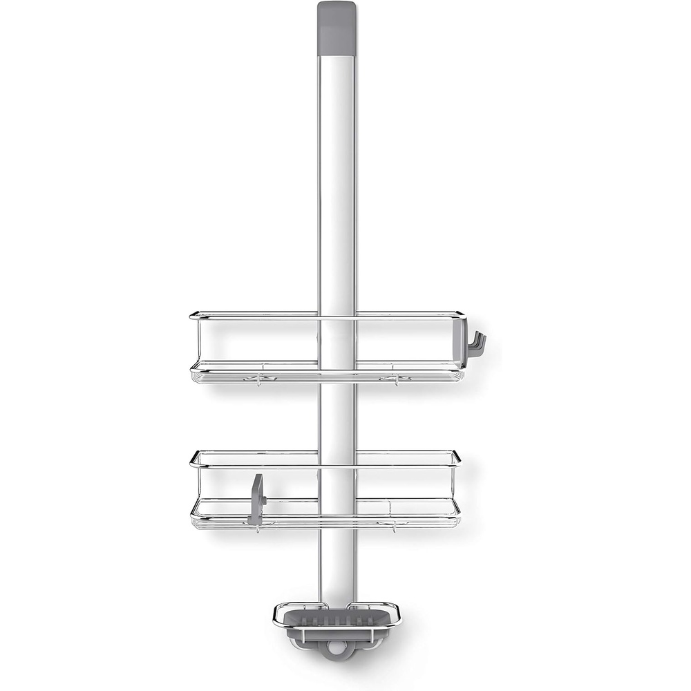 image:imagesimplehuman XLarge Adjustable Hanging Shower Caddy Handheld Showerhead Compatible FamilySize Bathroom Organizer with 12Inch Extended Neck Adjustable Shelves RustProof Stainless SteelOver Door