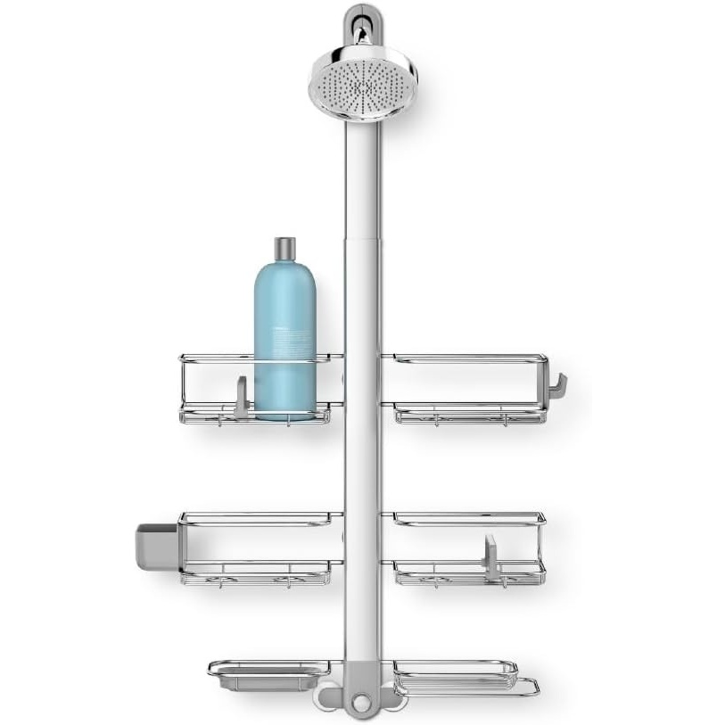image:imagesimplehuman XLarge Adjustable Hanging Shower Caddy Handheld Showerhead Compatible FamilySize Bathroom Organizer with 12Inch Extended Neck Adjustable Shelves RustProof Stainless SteelExtraLarge