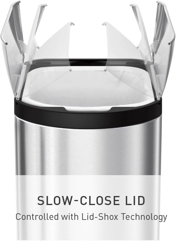 image:imagesimplehuman 10 Liter 26 Gallon Butterfly Lid Bathroom Step Trash Can Brushed Stainless Steel with Black Trim18 liter Brushed