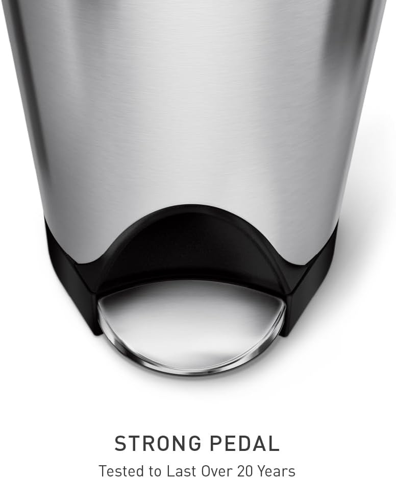 image:imagesimplehuman 10 Liter 26 Gallon Butterfly Lid Bathroom Step Trash Can Brushed Stainless Steel with Black Trim18 liter Brushed