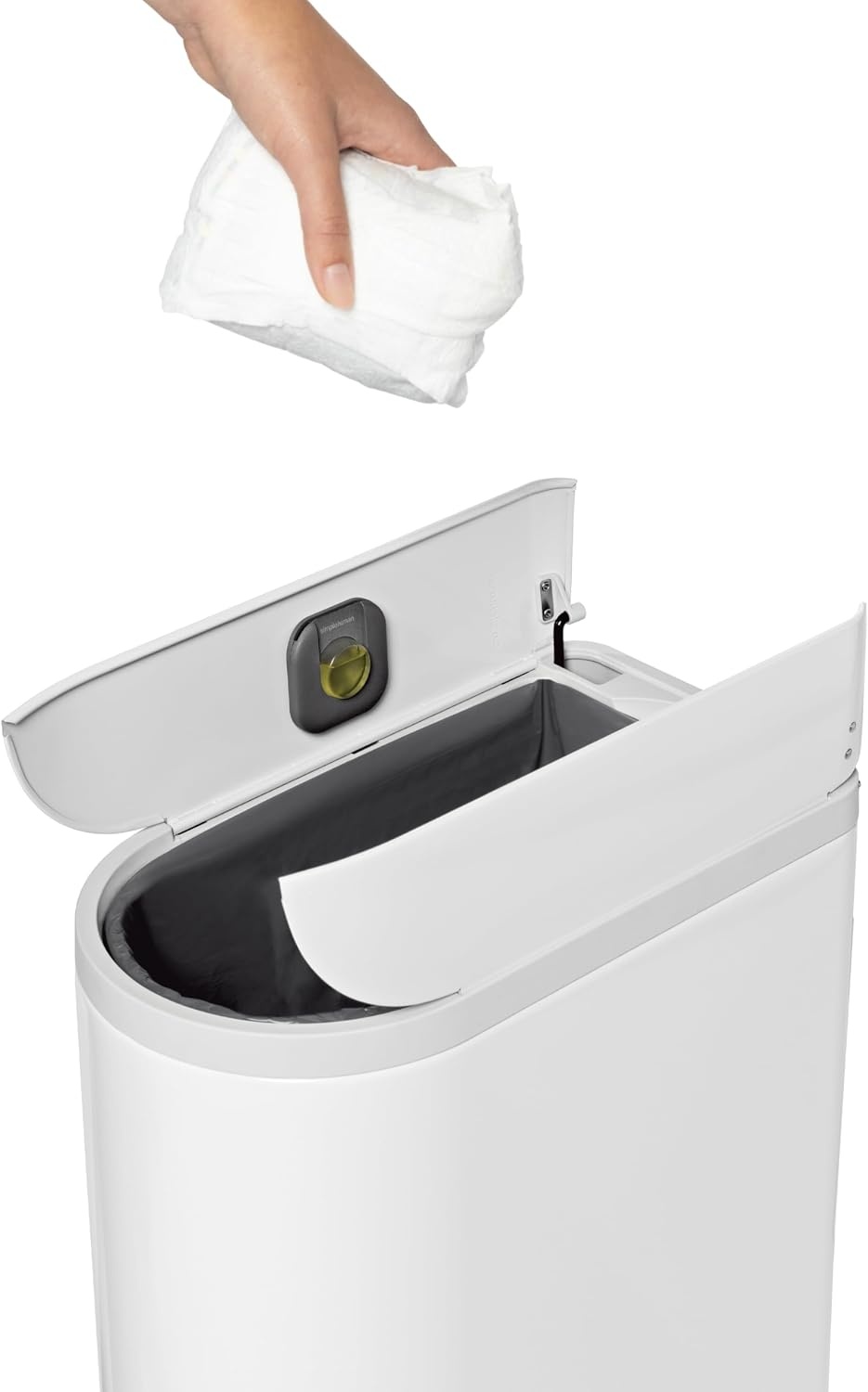 image:imagesimplehuman 10 Liter 26 Gallon Butterfly Lid Bathroom Step Trash Can Brushed Stainless Steel with Black Trim18 liter Diaper Can