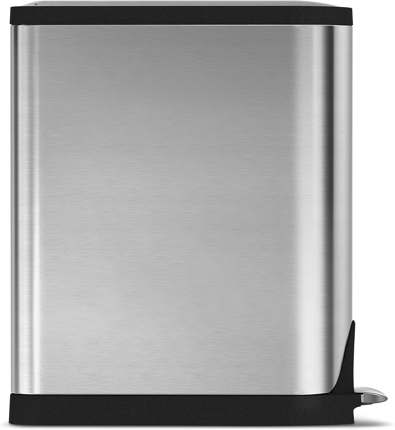 image:imagesimplehuman 10 Liter 26 Gallon Butterfly Lid Bathroom Step Trash Can Brushed Stainless Steel with Black Trim40 liter Dual Compartment