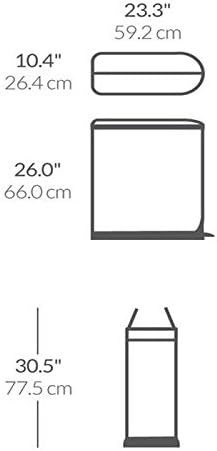 image:imagesimplehuman 10 Liter 26 Gallon Butterfly Lid Bathroom Step Trash Can Brushed Stainless Steel with Black Trim45 liter Brushed