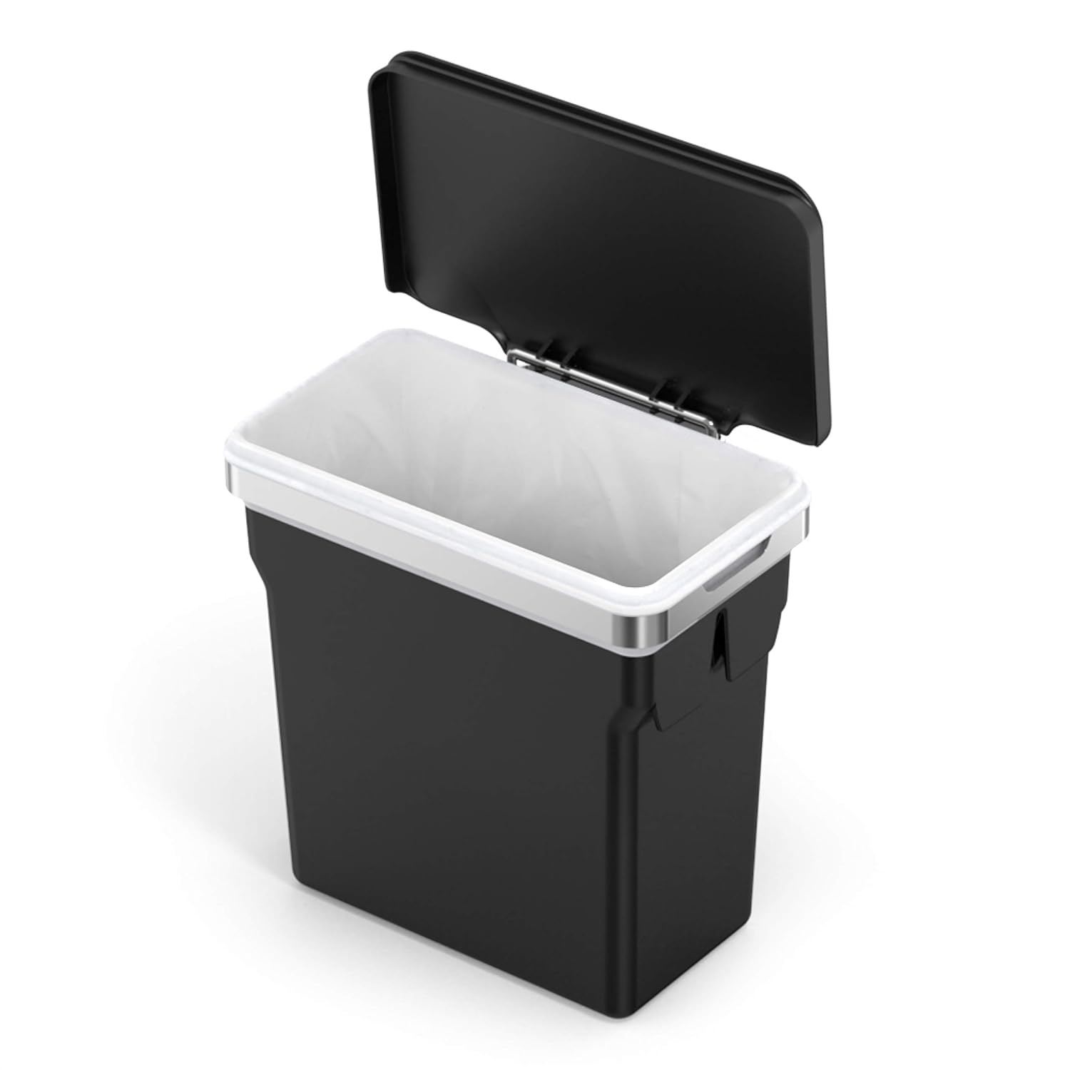 image:imagesimplehuman 35 Liter 93 Gallon Dual Compartment Under Counter Kitchen Cabinet PullOut Recycling Bin and Trash Can Chrome10L InCabinet