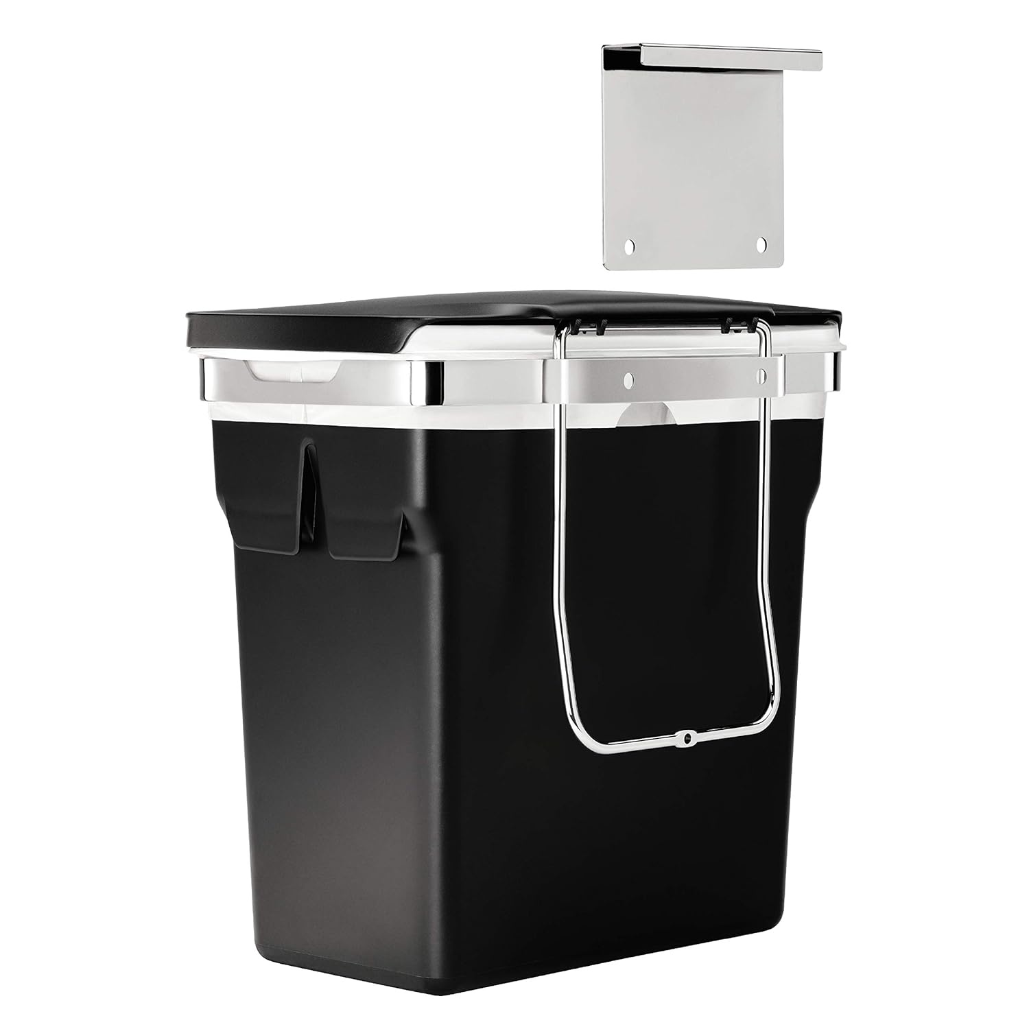 image:imagesimplehuman 35 Liter 93 Gallon Dual Compartment Under Counter Kitchen Cabinet PullOut Recycling Bin and Trash Can Chrome10L InCabinet