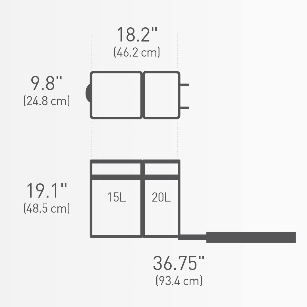image:imagesimplehuman 35 Liter 93 Gallon Dual Compartment Under Counter Kitchen Cabinet PullOut Recycling Bin and Trash Can Chrome35L Dual