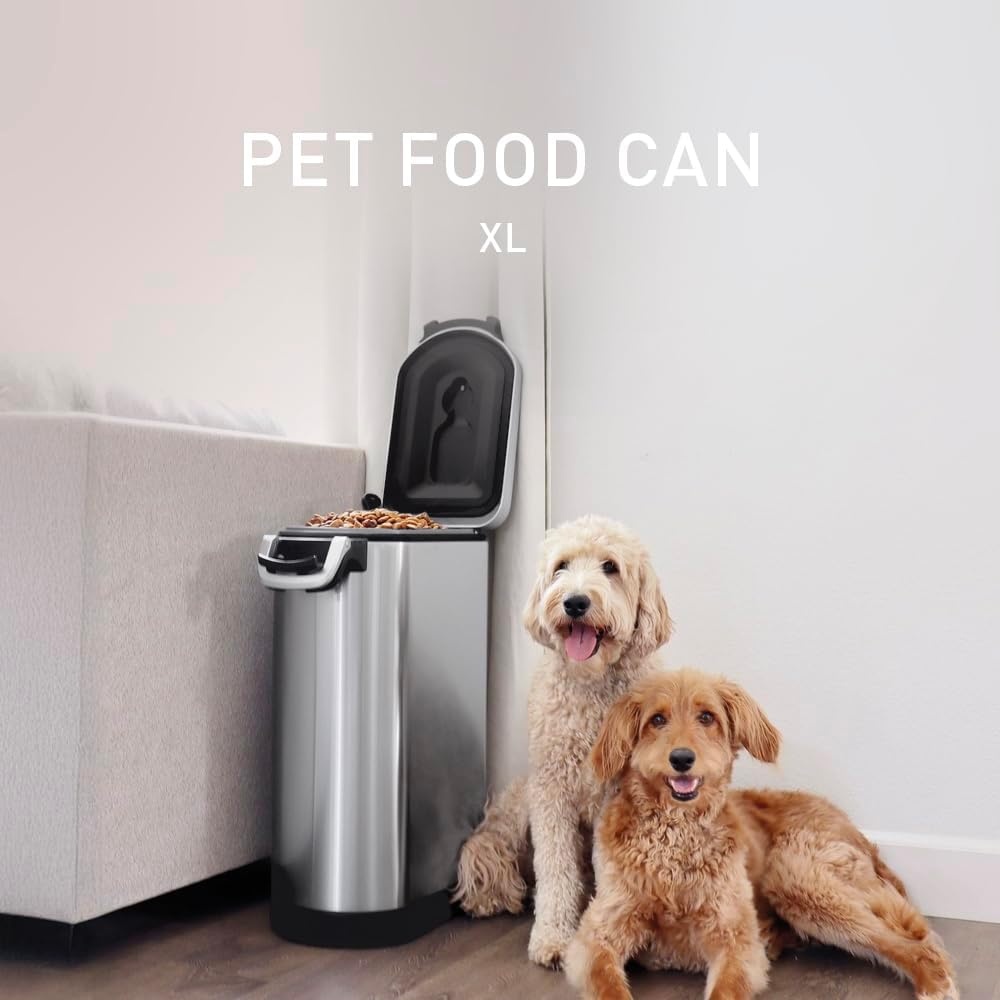 image:imagesimplehuman 35 Liter 40 lb 181 kg XLarge Pet Food Storage Container for Dog Food Cat Food and Bird Feed Brushed Stainless SteelBrushed Stainless Steel