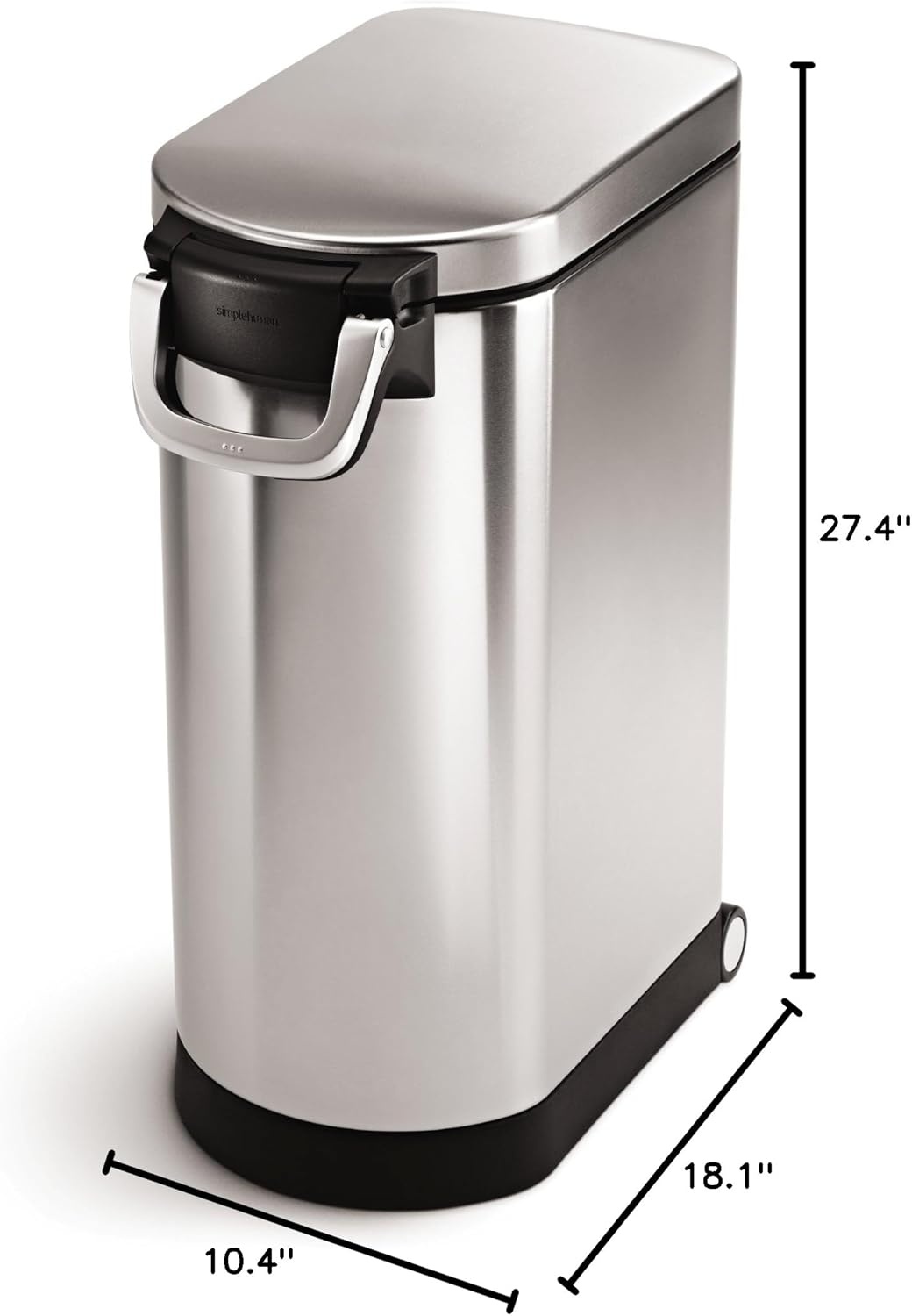 image:imagesimplehuman 35 Liter 40 lb 181 kg XLarge Pet Food Storage Container for Dog Food Cat Food and Bird Feed Brushed Stainless SteelBrushed Stainless Steel