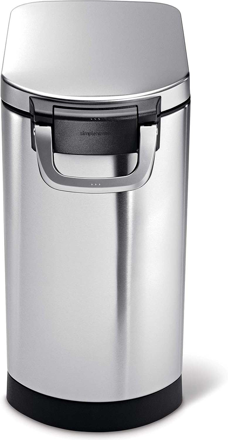 image:imagesimplehuman 35 Liter 40 lb 181 kg XLarge Pet Food Storage Container for Dog Food Cat Food and Bird Feed Brushed Stainless SteelBrushed Stainless Steel