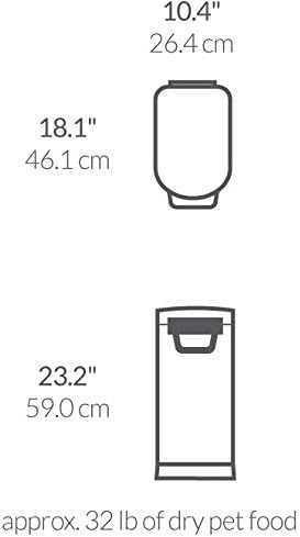 image:imagesimplehuman 35 Liter 40 lb 181 kg XLarge Pet Food Storage Container for Dog Food Cat Food and Bird Feed Brushed Stainless SteelBrushed Stainless Steel