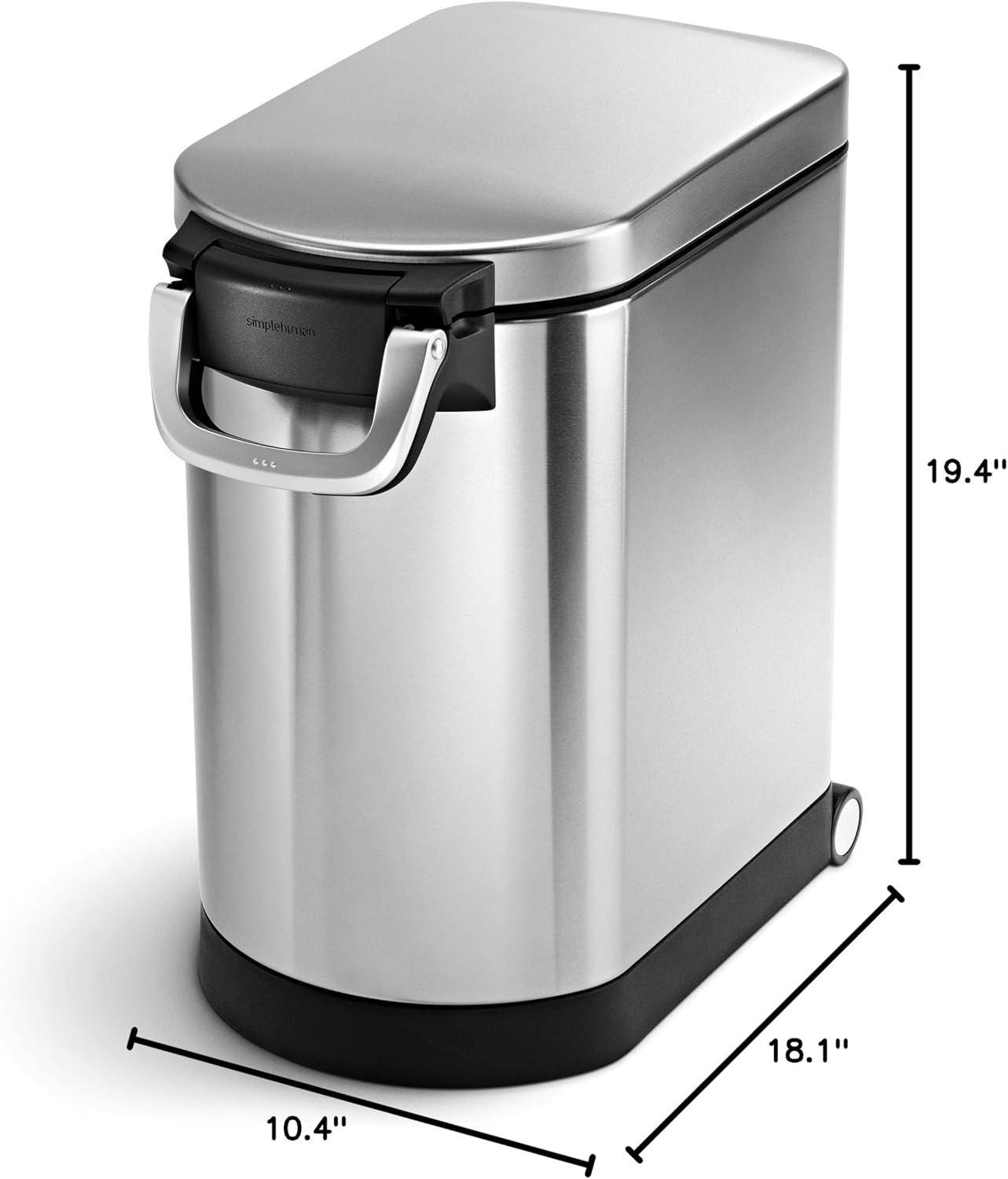 image:imagesimplehuman 35 Liter 40 lb 181 kg XLarge Pet Food Storage Container for Dog Food Cat Food and Bird Feed Brushed Stainless SteelBrushed Stainless Steel