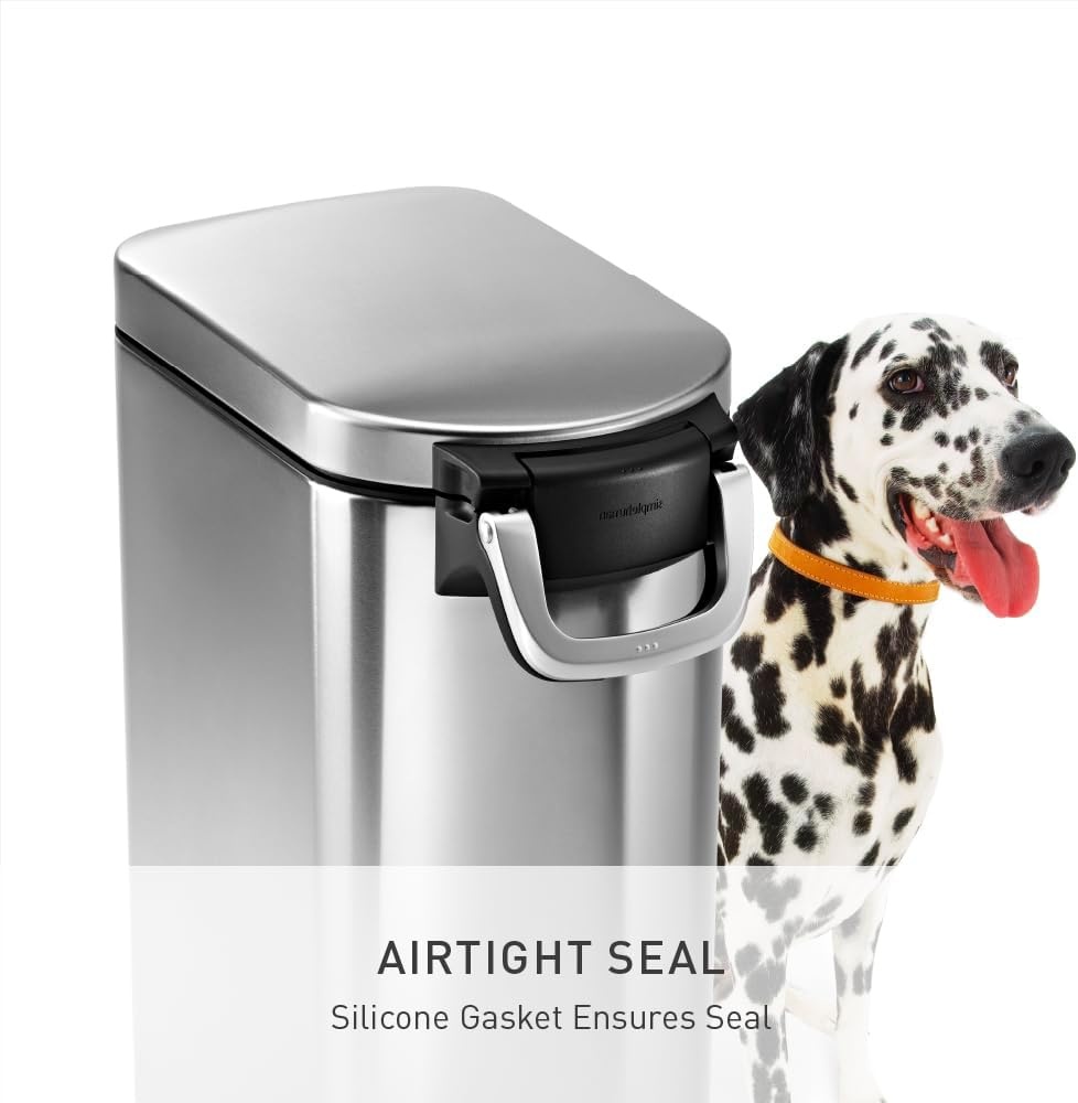 image:imagesimplehuman 35 Liter 40 lb 181 kg XLarge Pet Food Storage Container for Dog Food Cat Food and Bird Feed Brushed Stainless SteelBrushed Stainless Steel