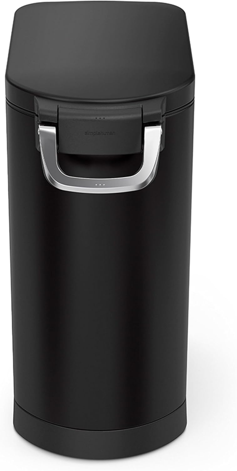 image:imagesimplehuman 35 Liter 40 lb 181 kg XLarge Pet Food Storage Container for Dog Food Cat Food and Bird Feed Brushed Stainless SteelMatte Black