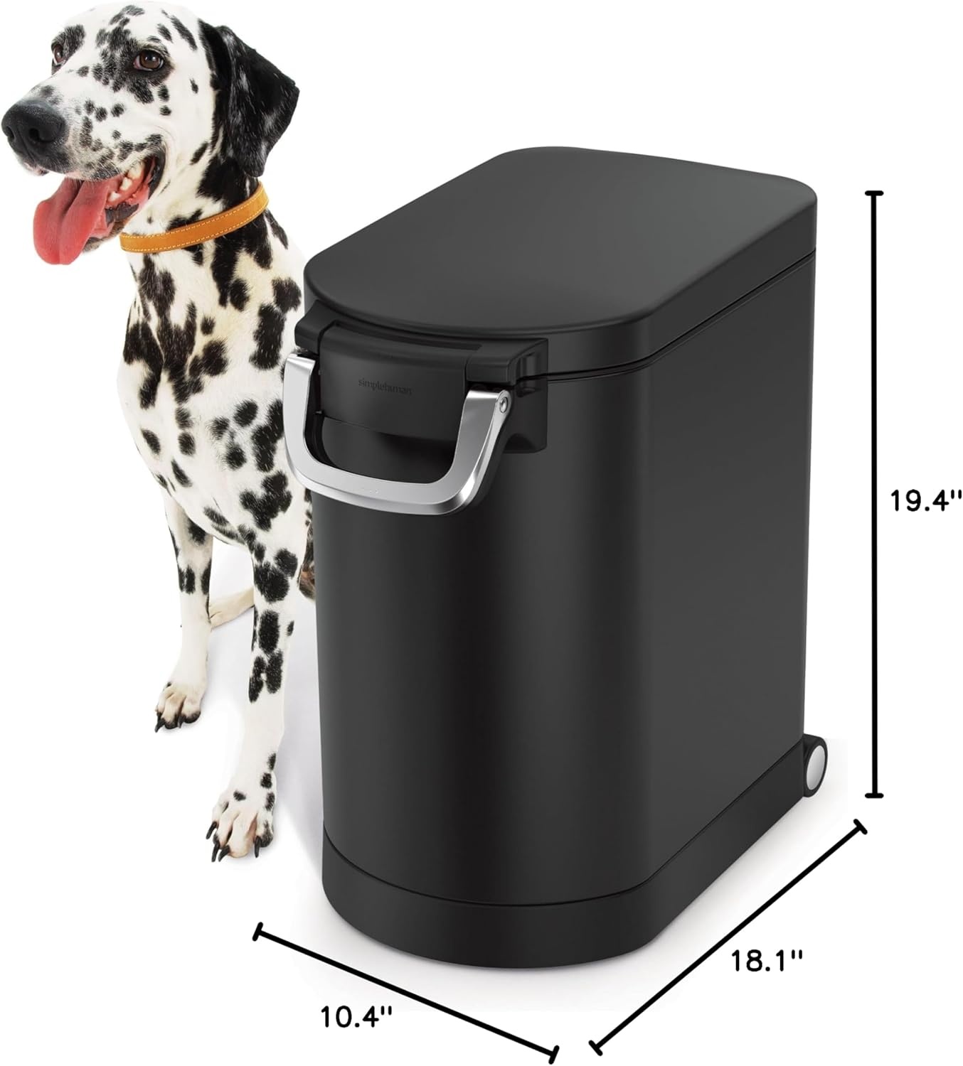 image:imagesimplehuman 35 Liter 40 lb 181 kg XLarge Pet Food Storage Container for Dog Food Cat Food and Bird Feed Brushed Stainless SteelMatte Black
