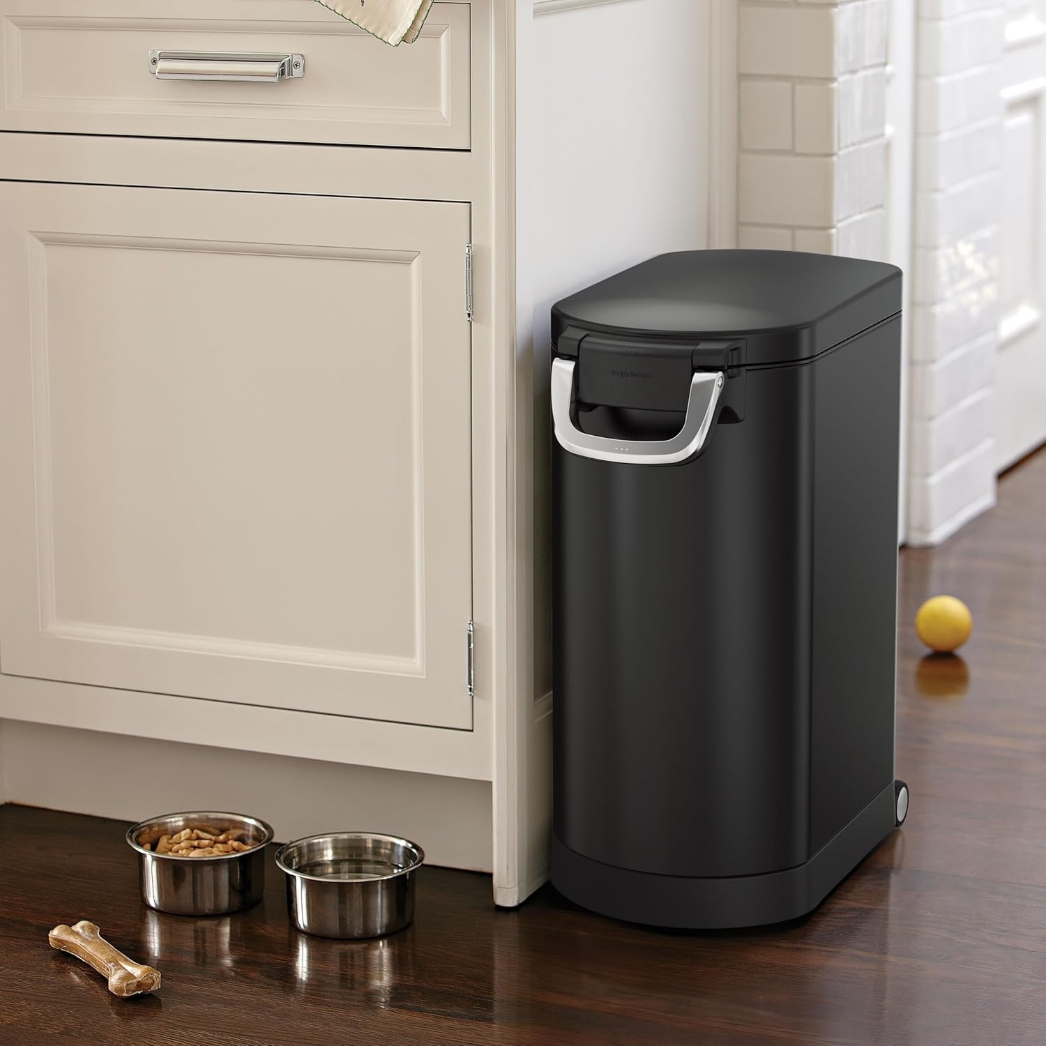 image:imagesimplehuman 35 Liter 40 lb 181 kg XLarge Pet Food Storage Container for Dog Food Cat Food and Bird Feed Brushed Stainless SteelMatte Black
