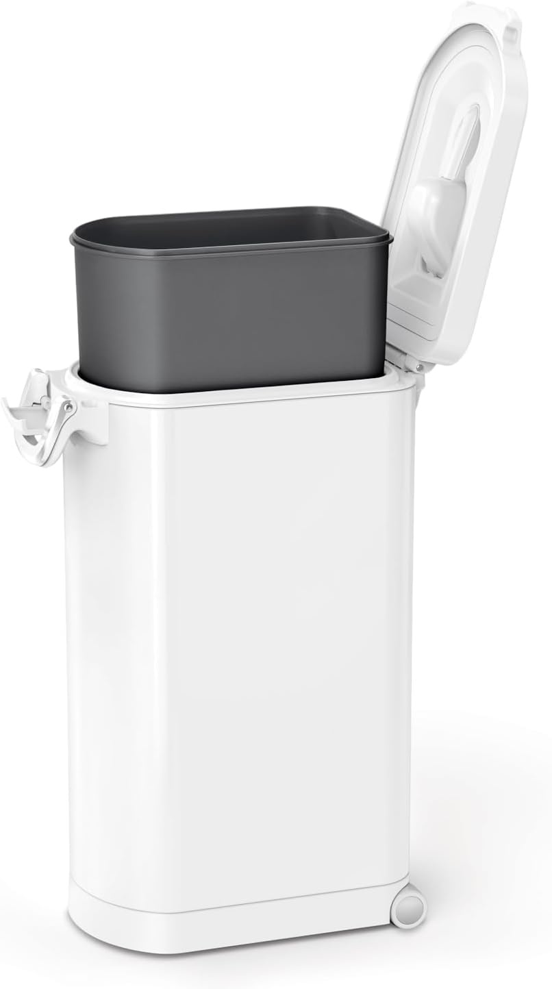 image:imagesimplehuman 35 Liter 40 lb 181 kg XLarge Pet Food Storage Container for Dog Food Cat Food and Bird Feed Brushed Stainless SteelWhite