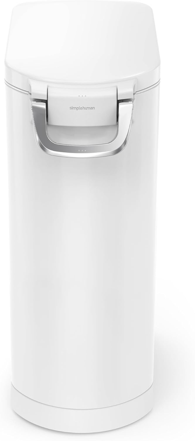 image:imagesimplehuman 35 Liter 40 lb 181 kg XLarge Pet Food Storage Container for Dog Food Cat Food and Bird Feed Brushed Stainless SteelWhite