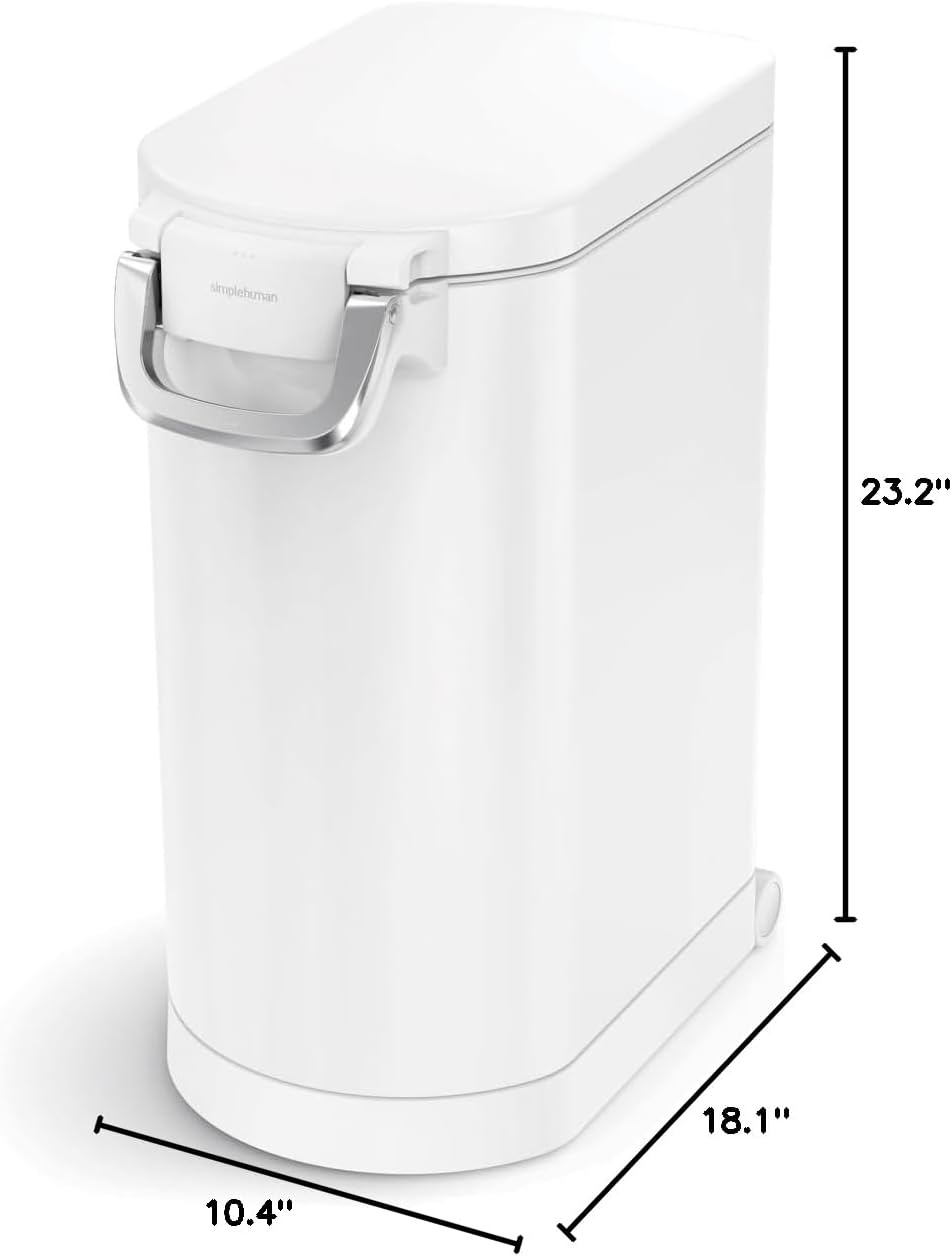 image:imagesimplehuman 35 Liter 40 lb 181 kg XLarge Pet Food Storage Container for Dog Food Cat Food and Bird Feed Brushed Stainless SteelWhite