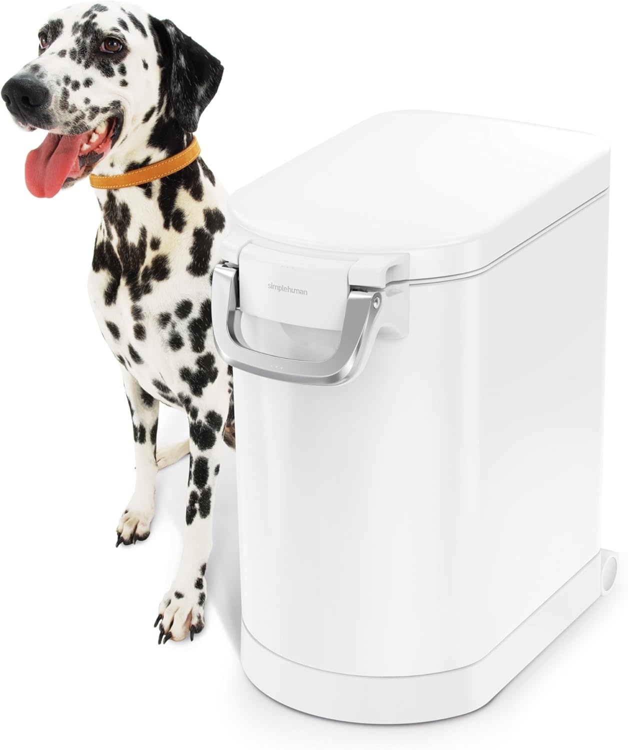 image:imagesimplehuman 35 Liter 40 lb 181 kg XLarge Pet Food Storage Container for Dog Food Cat Food and Bird Feed Brushed Stainless SteelWhite