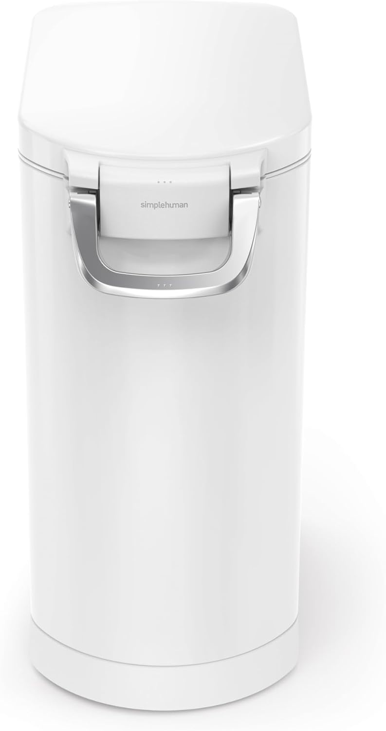 image:imagesimplehuman 35 Liter 40 lb 181 kg XLarge Pet Food Storage Container for Dog Food Cat Food and Bird Feed Brushed Stainless SteelWhite