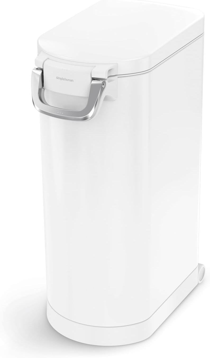 image:imagesimplehuman 35 Liter 40 lb 181 kg XLarge Pet Food Storage Container for Dog Food Cat Food and Bird Feed Brushed Stainless SteelWhite