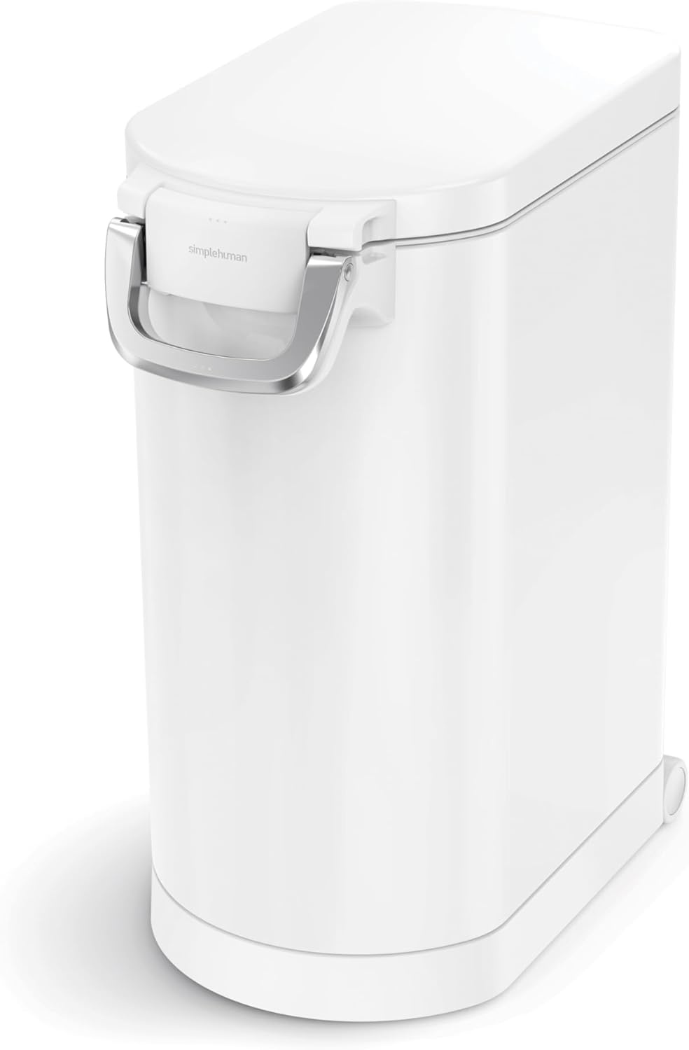 image:imagesimplehuman 35 Liter 40 lb 181 kg XLarge Pet Food Storage Container for Dog Food Cat Food and Bird Feed Brushed Stainless SteelWhite
