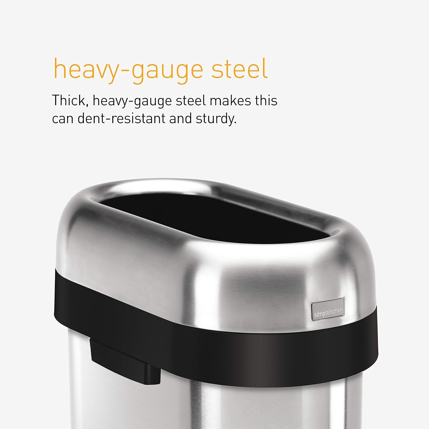 image:imagesimplehuman 50 Liter 132 Gallon Slim Open Top Trash Can Commercial Grade Heavy Gauge Brushed Stainless Steel