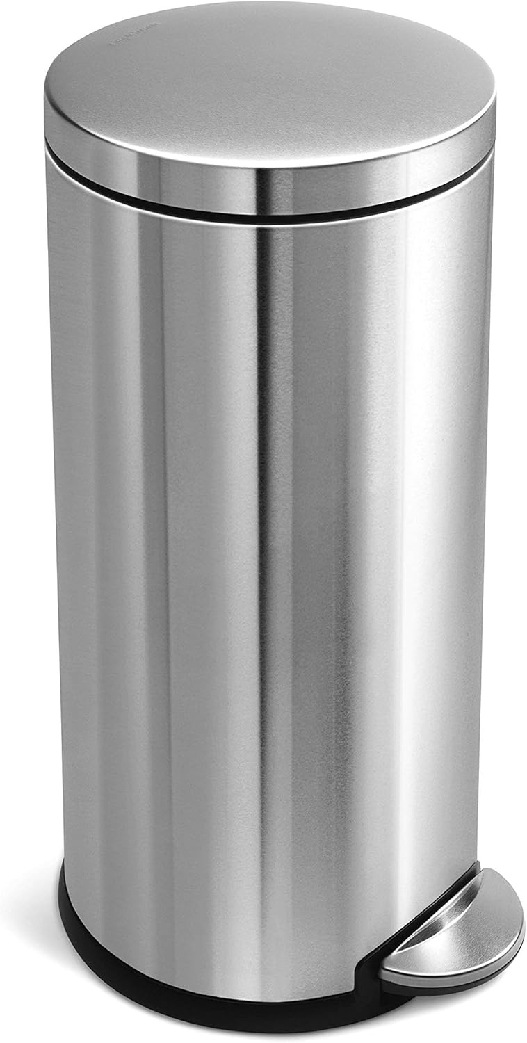 image:imagesimplehuman 55 Liter 145 Gallon Commercial Swing Top Trash Can ADACompliant 1120 Gallons Brushed Stainless Steel30 Liter