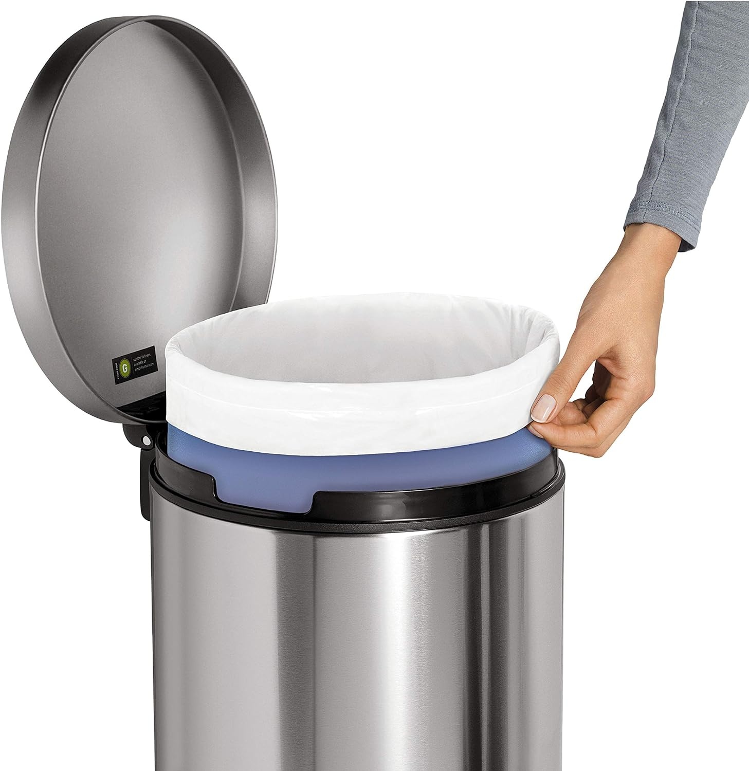 image:imagesimplehuman 55 Liter 145 Gallon Commercial Swing Top Trash Can ADACompliant 1120 Gallons Brushed Stainless Steel30 Liter