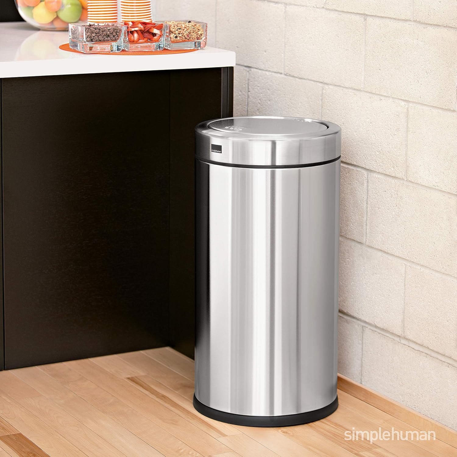 image:imagesimplehuman 55 Liter 145 Gallon Commercial Swing Top Trash Can ADACompliant 1120 Gallons Brushed Stainless Steel55 Liter