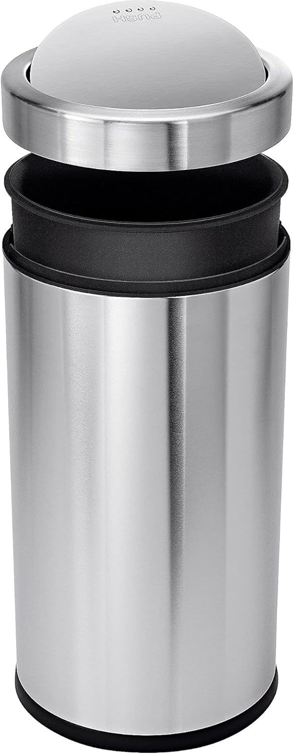 image:imagesimplehuman 55 Liter 145 Gallon Commercial Swing Top Trash Can ADACompliant 1120 Gallons Brushed Stainless Steel55 Liter